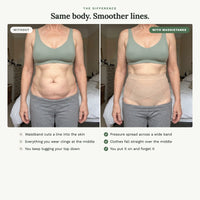 The same midsection without and with the shaping brief