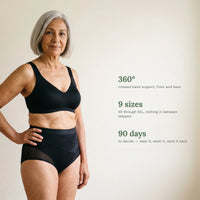 360 degree support, nine sizes XS to 5XL, 90 days to decide