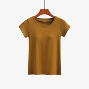 Maddie's built-in bra tee in Caramel