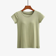 Maddie's built-in bra tee in Light Green