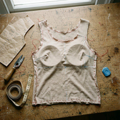 The first crooked prototype of the tank, cut and sewn by hand